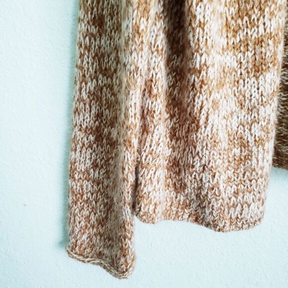 Anthropologie X Wooden Ships Brown Heathered Knit Open Front Wool Cardigan - Picture 2 of 6